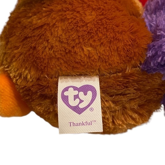 Ty Beanie Boos Thankful the Turkey 2012 Retired Solid Eyes   No Heart Tag - Picture 6 of 9